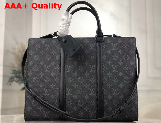 Louis Vuitton Sac Plat Horizontal Zippe Monogram Eclipse Canvas and Black Leather M45265 Replica