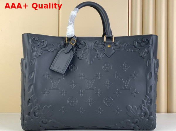 Louis Vuitton Sac Plat Tote Bag in Dark Shadow Gray Calf Leather LV Ornaments Capsule Collection Replica