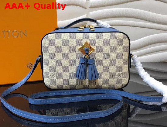 Louis Vuitton Saintonge Handbag Light Blue Damier Aur Coated Canvas Replica