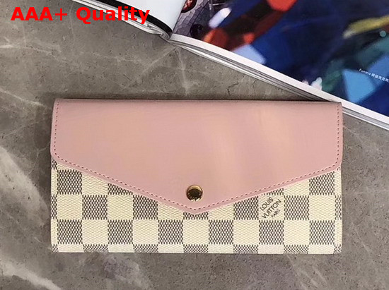 Louis Vuitton Sarah Wallet Damier Azur Coated Canvas and Pink Cowhide Leather N60232 Replica