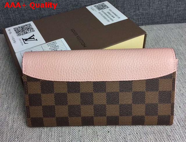 Louis Vuitton Sarah Wallet Damier Canvas with Pink Calf Leather Replica