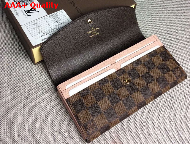 Louis Vuitton Sarah Wallet Damier Canvas with Pink Calf Leather Replica