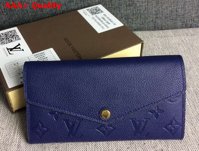 Louis Vuitton Sarah Wallet Denim Embossed Calf Leather Replica