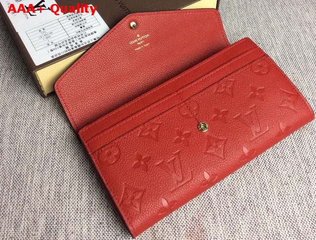 Louis Vuitton Sarah Wallet Poppy Embossed Calf Leather Replica