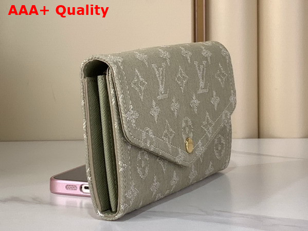 Louis Vuitton Sarah Wallet in Khaki Monogram Denim Replica