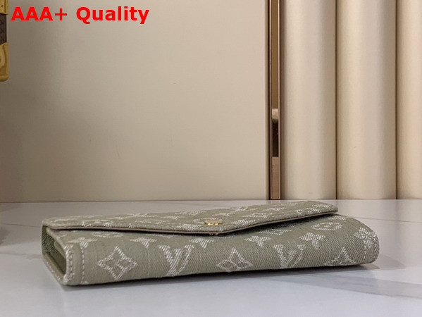 Louis Vuitton Sarah Wallet in Khaki Monogram Denim Replica