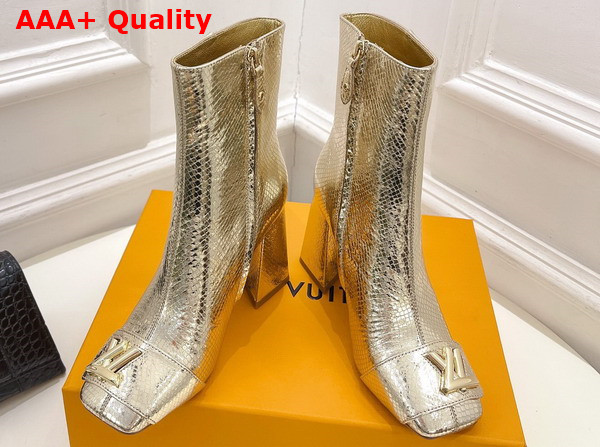 Louis Vuitton Shake Ankle Boot in Gold Metallic Ayers Leather Replica