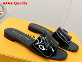 Louis Vuitton Shake Flat Mule in Black Patent Calf Leather Replica