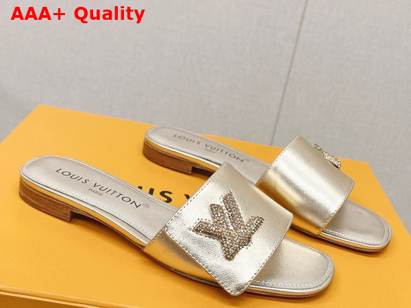 Louis Vuitton Shake Flat Mule in Gold Metallic Lambskin 1AB2RK Replica