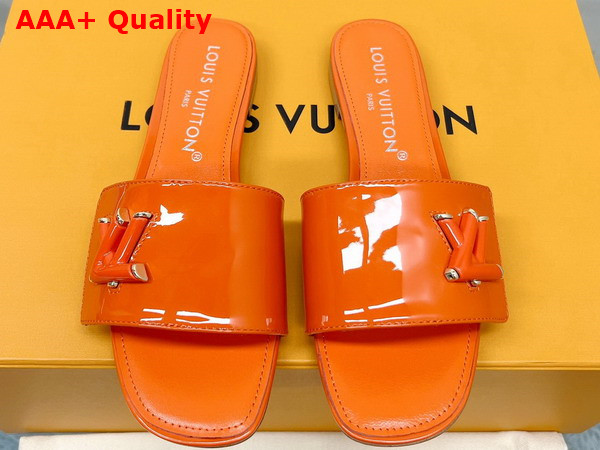 Louis Vuitton Shake Flat Mule in Orange Patent Calf Leather Replica