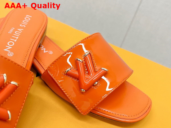 Louis Vuitton Shake Flat Mule in Orange Patent Calf Leather Replica