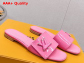 Louis Vuitton Shake Flat Mule in Pink Patent Calf Leather Replica