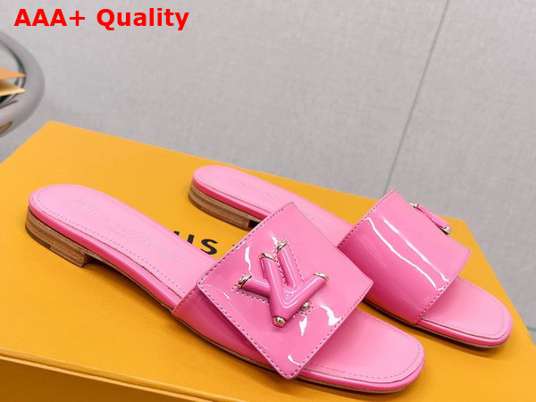 Louis Vuitton Shake Flat Mule in Pink Patent Calf Leather Replica