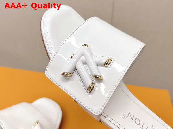 Louis Vuitton Shake Flat Mule in White Patent Calf Leather Replica