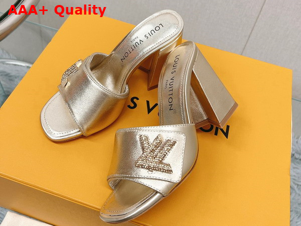 Louis Vuitton Shake Mule in Gold Metallic Lambskin High Block Heel 1AB1KW Replica