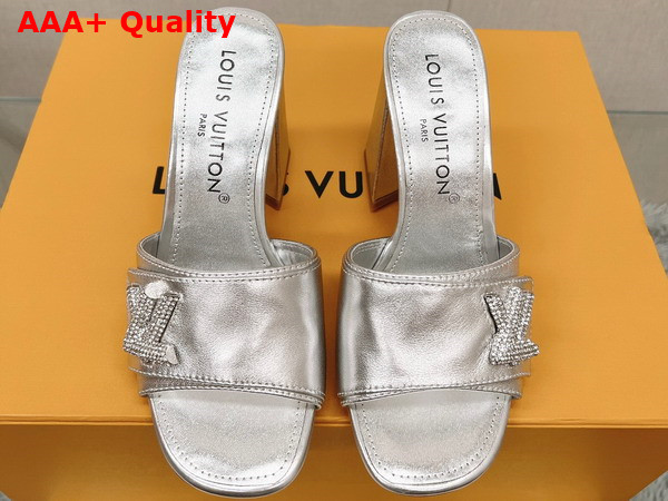 Louis Vuitton Shake Mule in Silver Metallic Lambskin High Block Heel 1AB1K2 Replica
