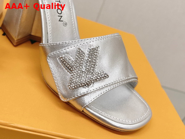 Louis Vuitton Shake Mule in Silver Metallic Lambskin High Block Heel 1AB1K2 Replica