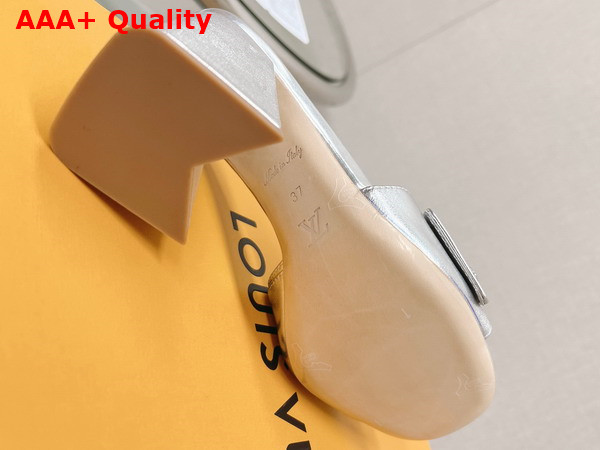 Louis Vuitton Shake Mule in Silver Metallic Lambskin High Block Heel 1AB1K2 Replica