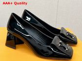 Louis Vuitton Shake Pump Noir Patent Calf Leather Low Block Heel 1AB0QZ Replica