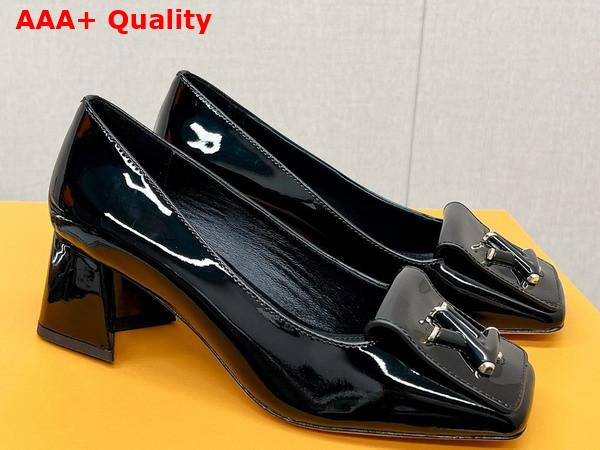 Louis Vuitton Shake Pump Noir Patent Calf Leather Low Block Heel 1AB0QZ Replica