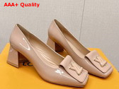 Louis Vuitton Shake Pump Nude Patent Calf Leather Low Block Heel 1AB0SN Replica