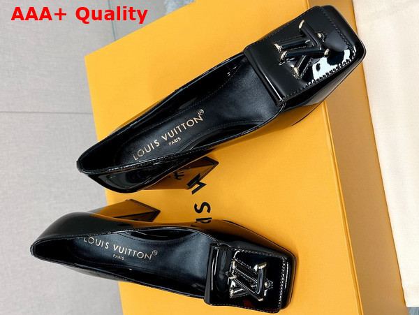 Louis Vuitton Shake Pump in Black Patent Calf Leather High Block Heel 1AB2KH Replica