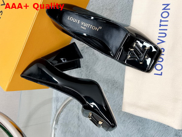 Louis Vuitton Shake Pump in Black Patent Calf Leather High Block Heel 1AB2KH Replica