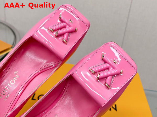 Louis Vuitton Shake Pump in Pink Patent Calf Leather Low Block Heel Replica