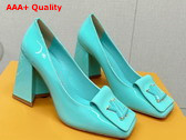 Louis Vuitton Shake Pump in Vert Deau Patent Calf Leather High Block Heel Replica