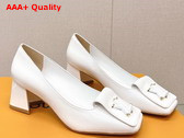 Louis Vuitton Shake Pump in White Patent Calf Leather Low Block Heel Replica