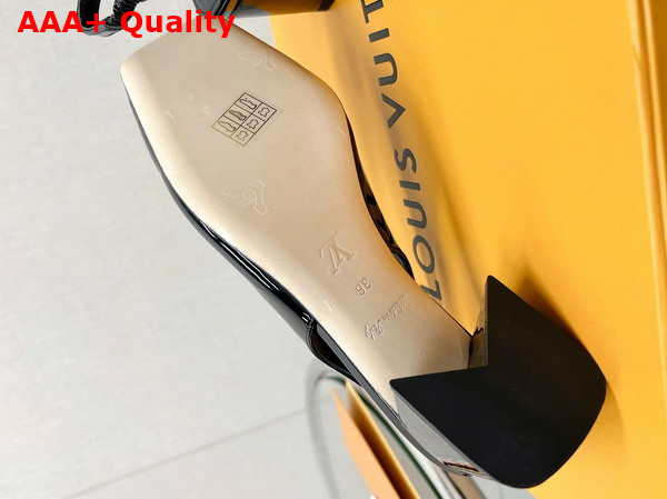 Louis Vuitton Shake Slingback Pump in Black Patent Calf Leather Low Block Heel Replica