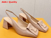 Louis Vuitton Shake Slingback Pump in Nude Patent Calf Leather Low Block Heel Replica