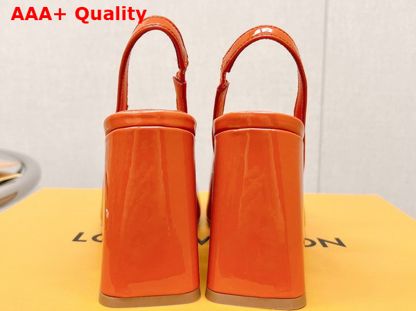 Louis Vuitton Shake Slingback Pump in Orange Patent Calf Leather V Shaped Block Heel 1AB0CP Replica