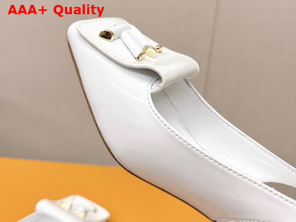 Louis Vuitton Shake Slingback Pump in White Patent Calf Leather Low Block Heel Replica