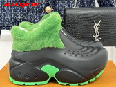 Louis Vuitton Shark Ankle Boot in Black Eva Rubber and Green Shearling Replica