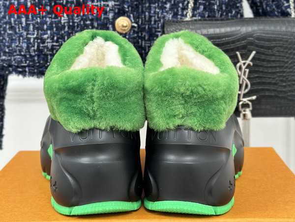 Louis Vuitton Shark Ankle Boot in Black Eva Rubber and Green Shearling Replica