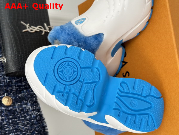 Louis Vuitton Shark Ankle Boot in White Eva Rubber and Blue Shearling Replica