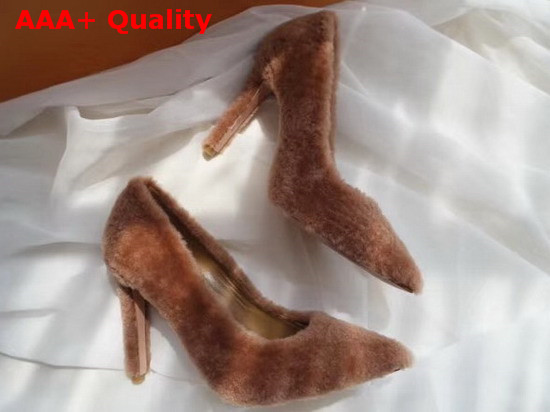 Louis Vuitton Shearling Pump in Brown Replica