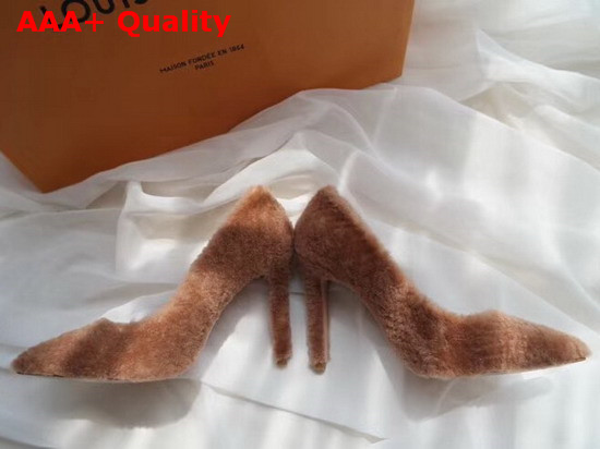 Louis Vuitton Shearling Pump in Brown Replica