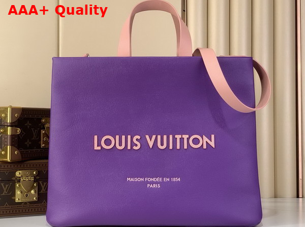 Louis Vuitton Shopper Tote MM Purple Cowhide Leather Replica