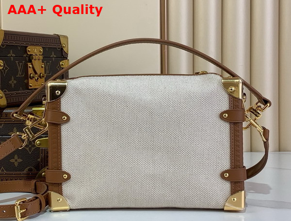 Louis Vuitton Side Trunk MM Ecru Cognac Cotton and Cowhide Leather M14411 Replica