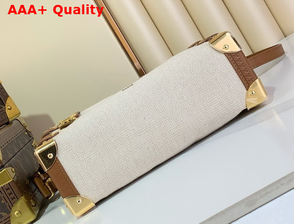 Louis Vuitton Side Trunk MM Ecru Cognac Cotton and Cowhide Leather M14411 Replica