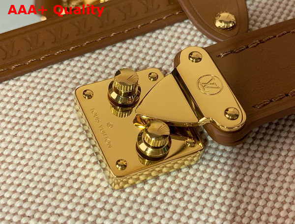 Louis Vuitton Side Trunk MM Ecru Cognac Cotton and Cowhide Leather M14411 Replica