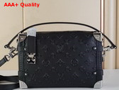 Louis Vuitton Side Trunk MM Handbag in Black Monogram Embossed Calf Leather Replica