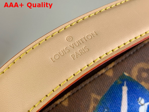 Louis Vuitton Side Trunk MM Handbag in Monogram Coated Canvas Decorated with Hotel Labels M47085 Replica