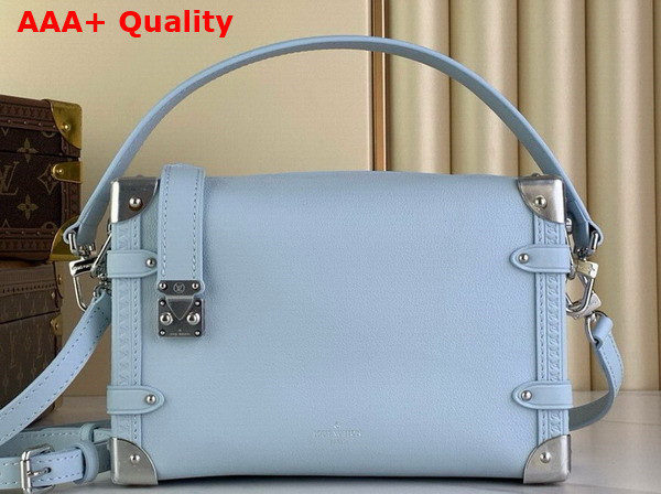 Louis Vuitton Side Trunk MM Handbag in Sky Blue Grained Calf Leather Replica