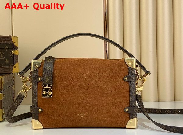 Louis Vuitton Side Trunk MM in Tan Suede Calfskin Leather M15072 Replica