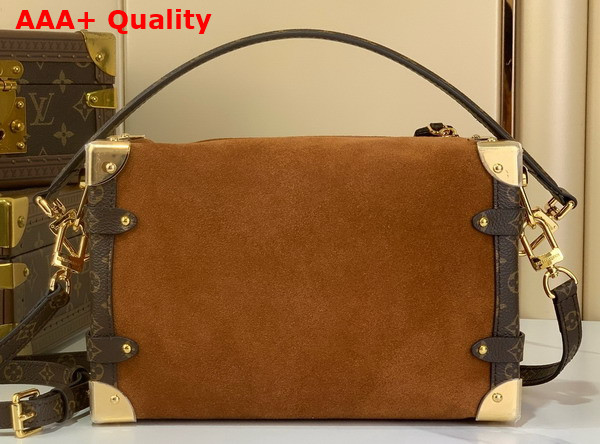 Louis Vuitton Side Trunk MM in Tan Suede Calfskin Leather M15072 Replica