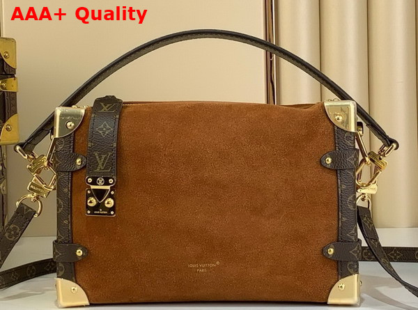 Louis Vuitton Side Trunk MM in Tan Suede Calfskin Leather M15072 Replica