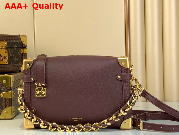 Louis Vuitton Side Trunk MM in Wine Red Calf Leather with a Braided Chain M25669 Replica